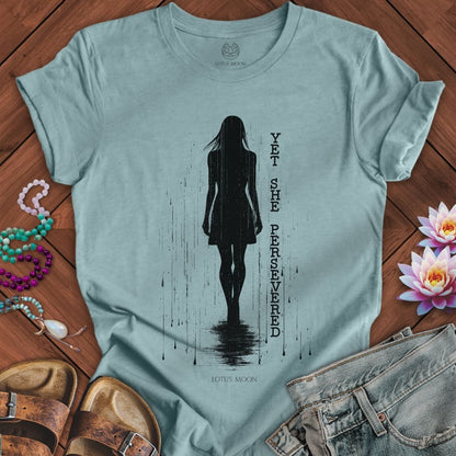 Yet She Persevered Tee Heather Blue Lagoon