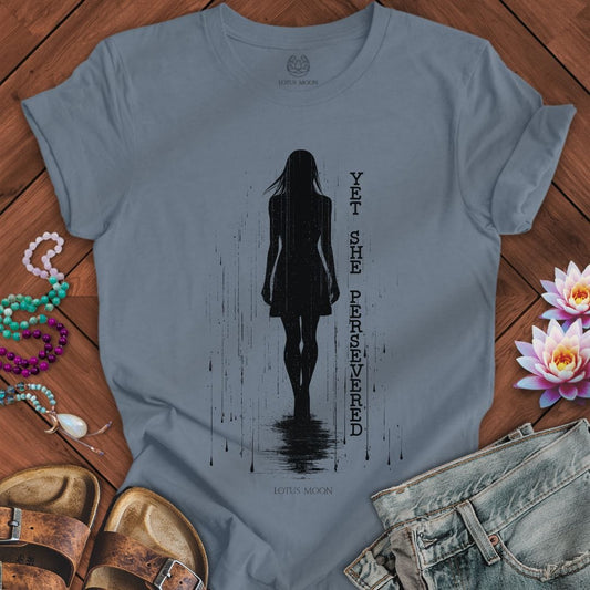 Yet She Persevered Tee Steel Blue