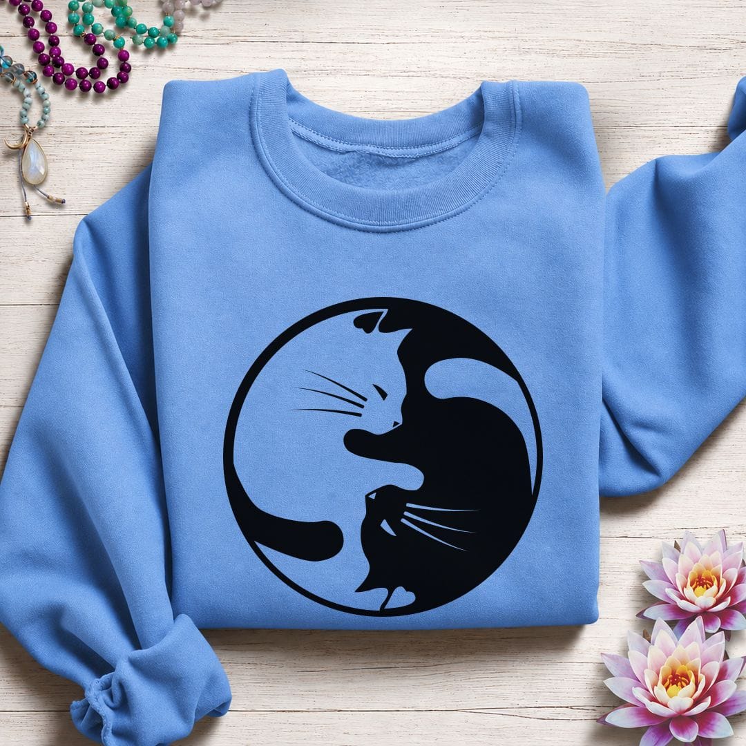 Yin Yang Cats Sweatshirt Carolina Blue