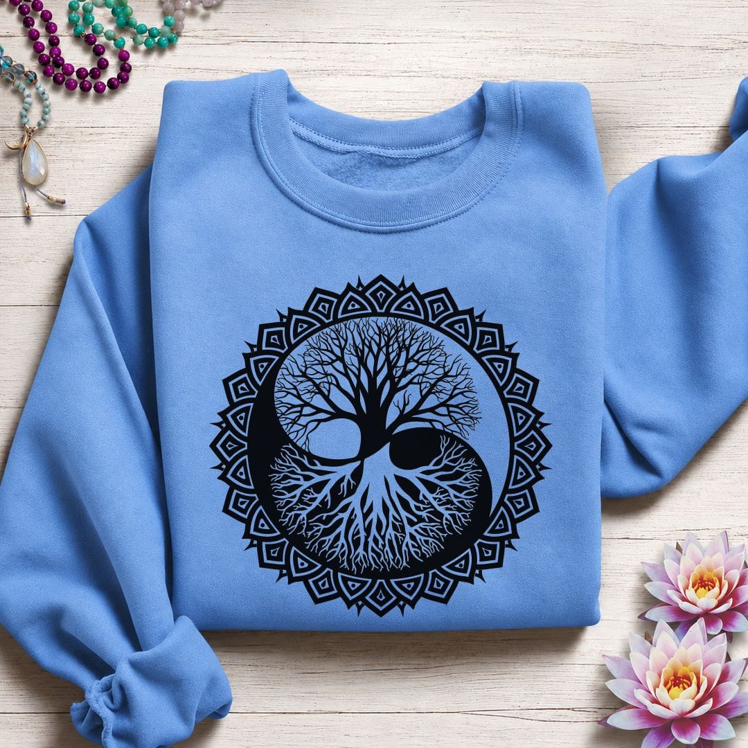 Printify Sweatshirt Yin Yang Tree of Life Sweatshirt Carolina Blue / S