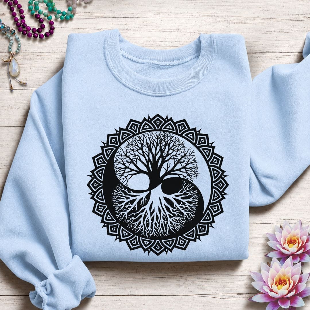 Printify Sweatshirt Yin Yang Tree of Life Sweatshirt Light Blue / S