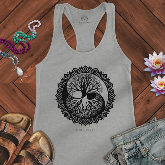 Yin Yang Tree Of Life Tank Heather Grey