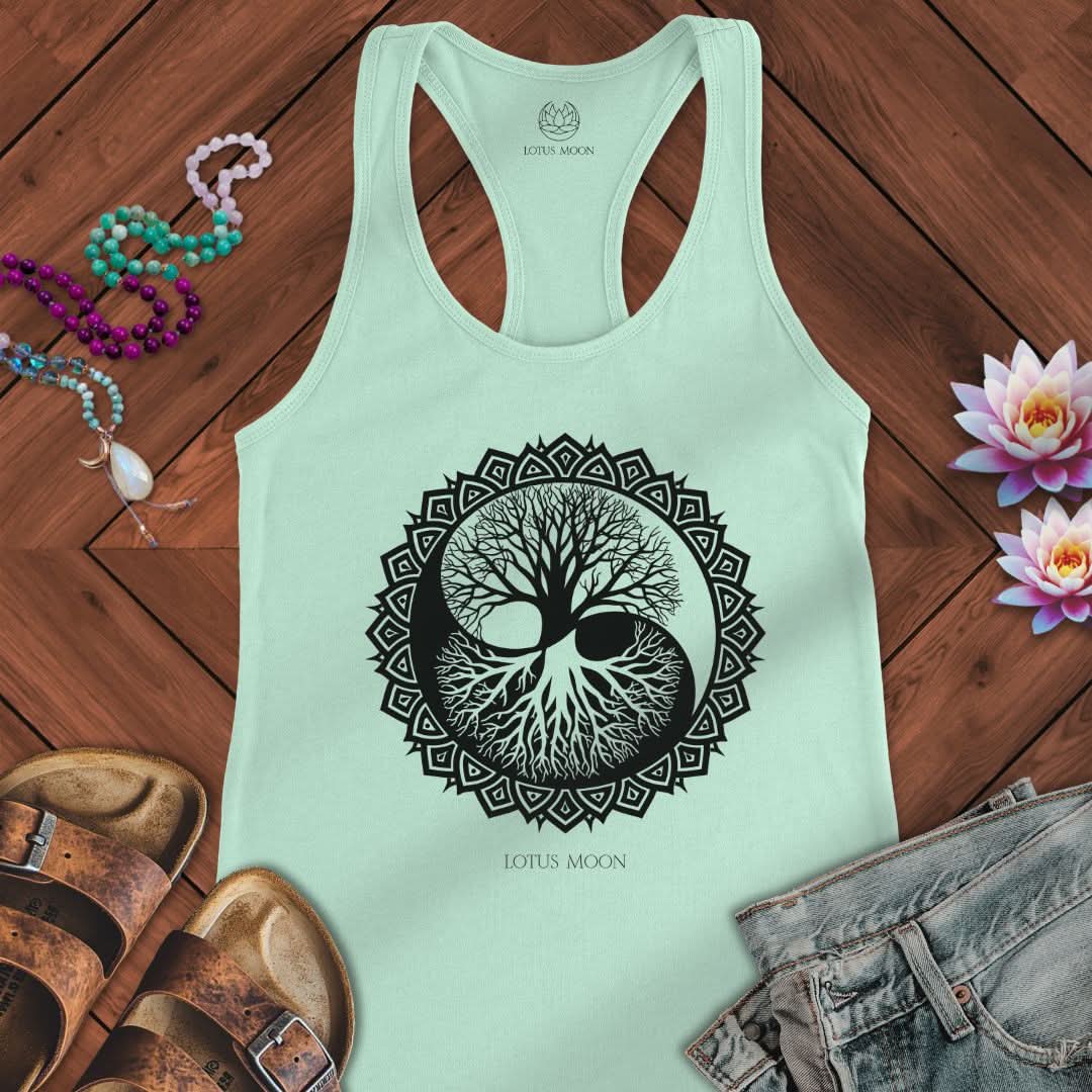 Yin Yang Tree Of Life Tank Solid Mint