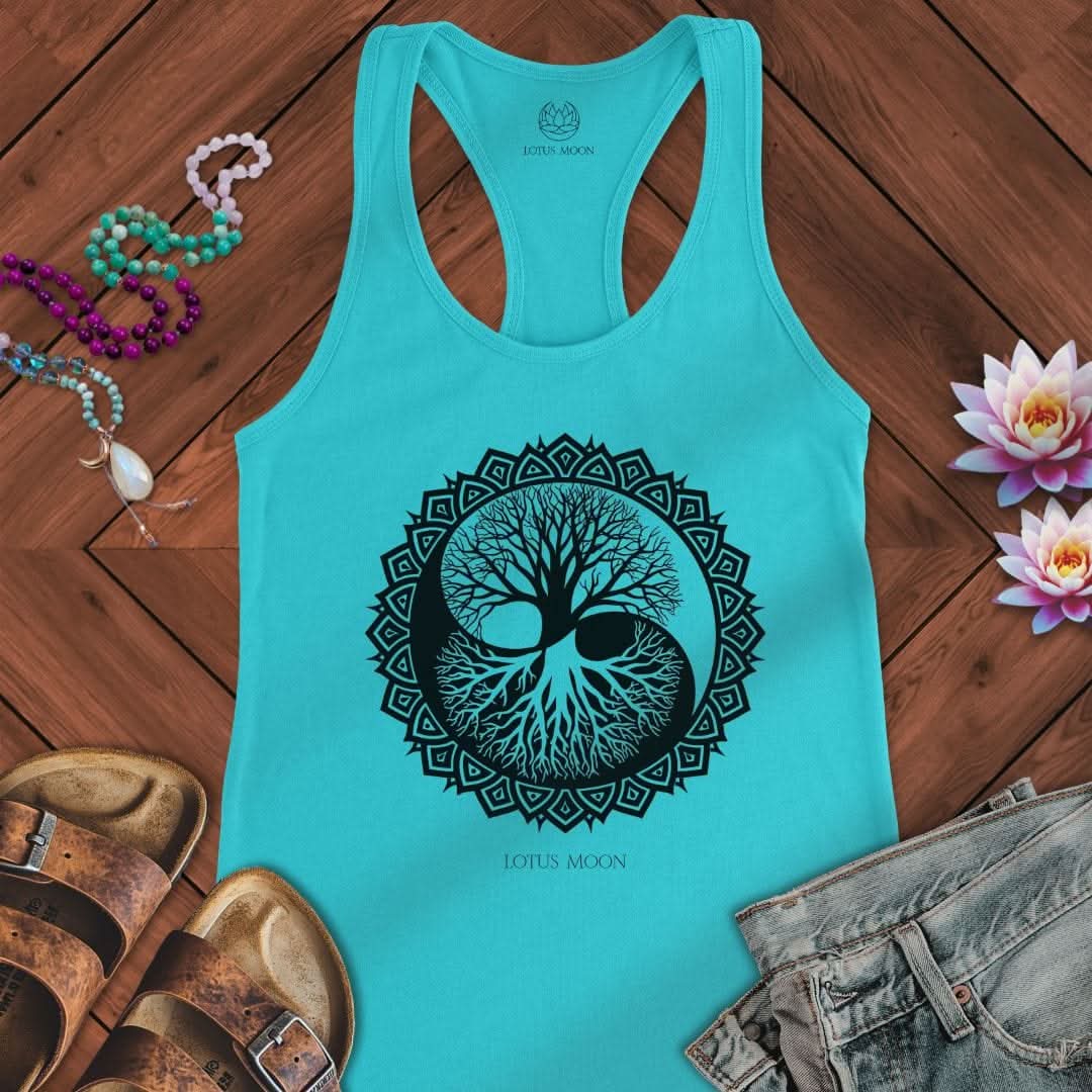 Yin Yang Tree Of Life Tank Solid Tahiti Blue