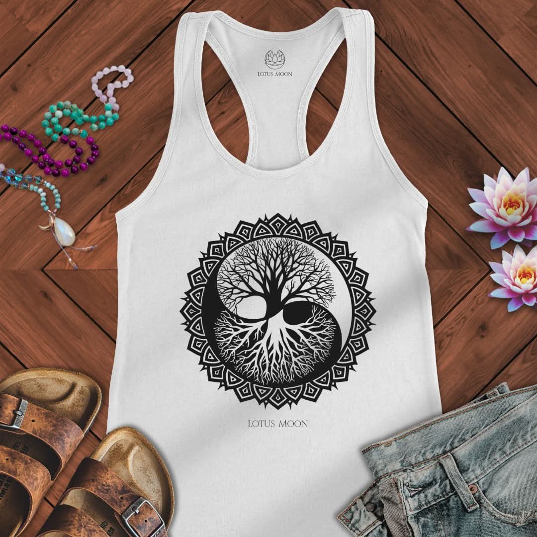 Yin Yang Tree Of Life Tank Solid White
