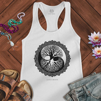 Yin Yang Tree Of Life Tank Solid White