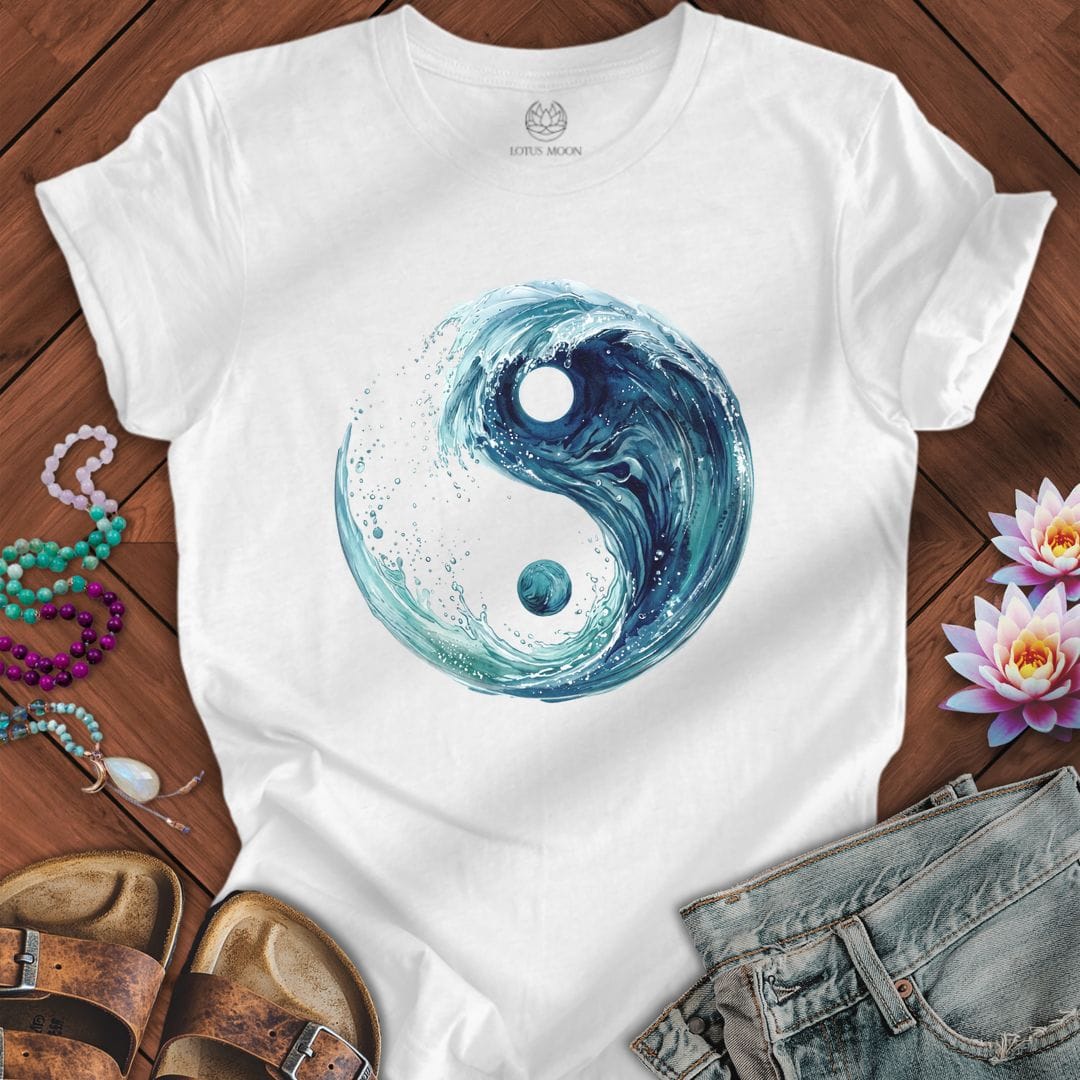 Printify T-Shirt Yin Yang Wave Tee White / S