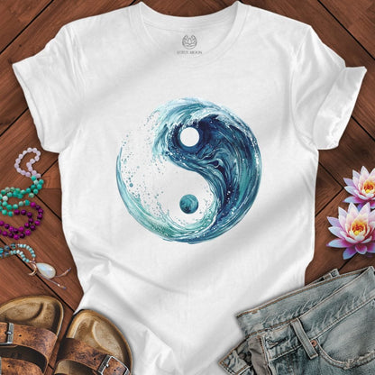 Printify T-Shirt Yin Yang Wave Tee White / S