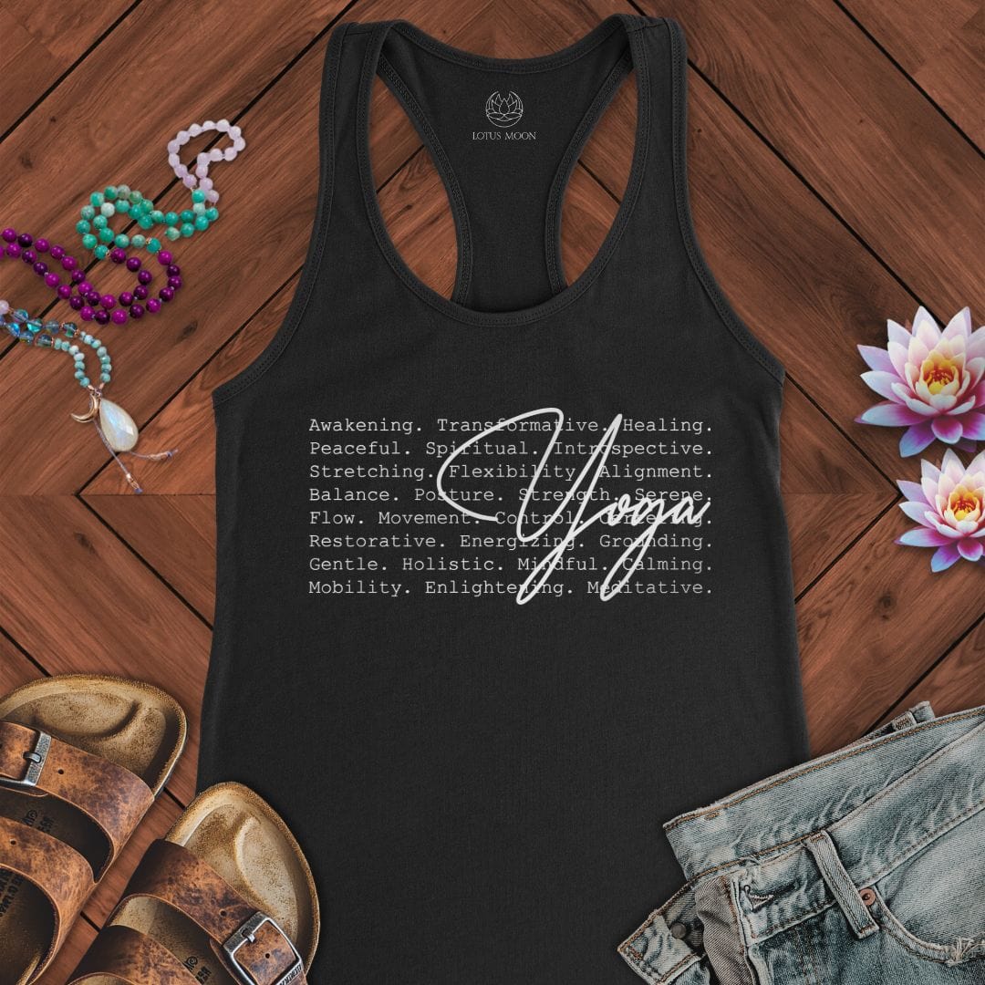 Yoga Text Tank Solid Black