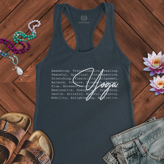 Yoga Text Tank Solid Indigo