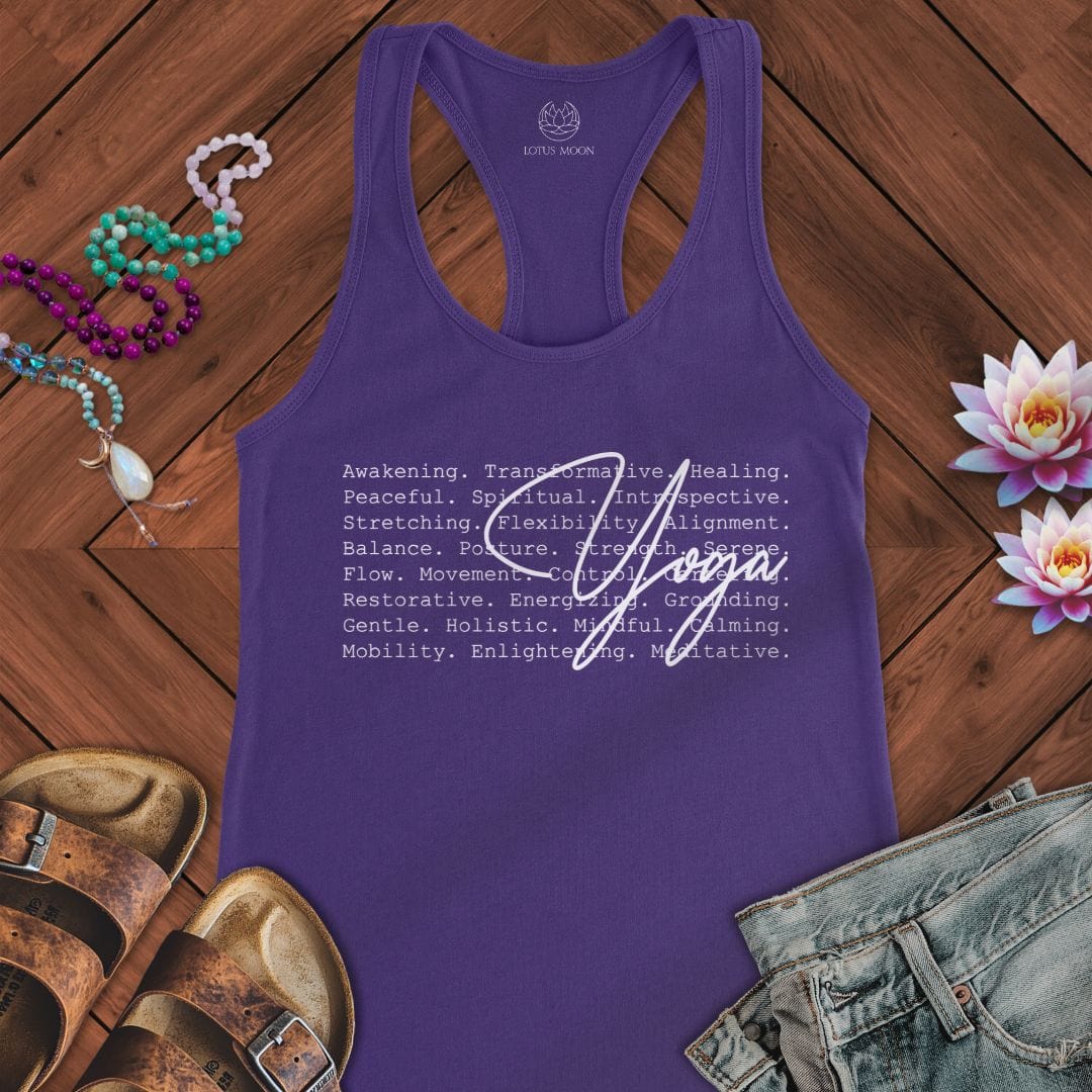Yoga Text Tank Solid Purple Rush
