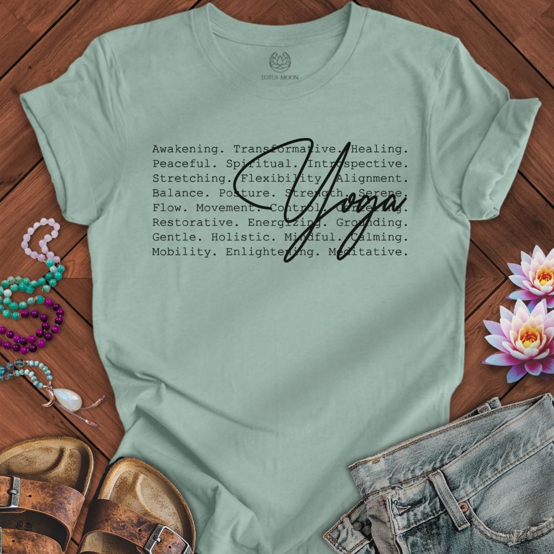 Yoga Text Tee Dusty Blue