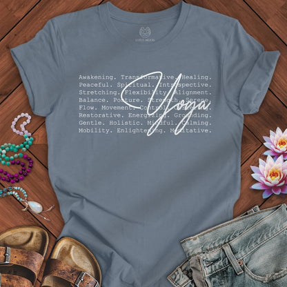 Yoga Text Tee Steel Blue