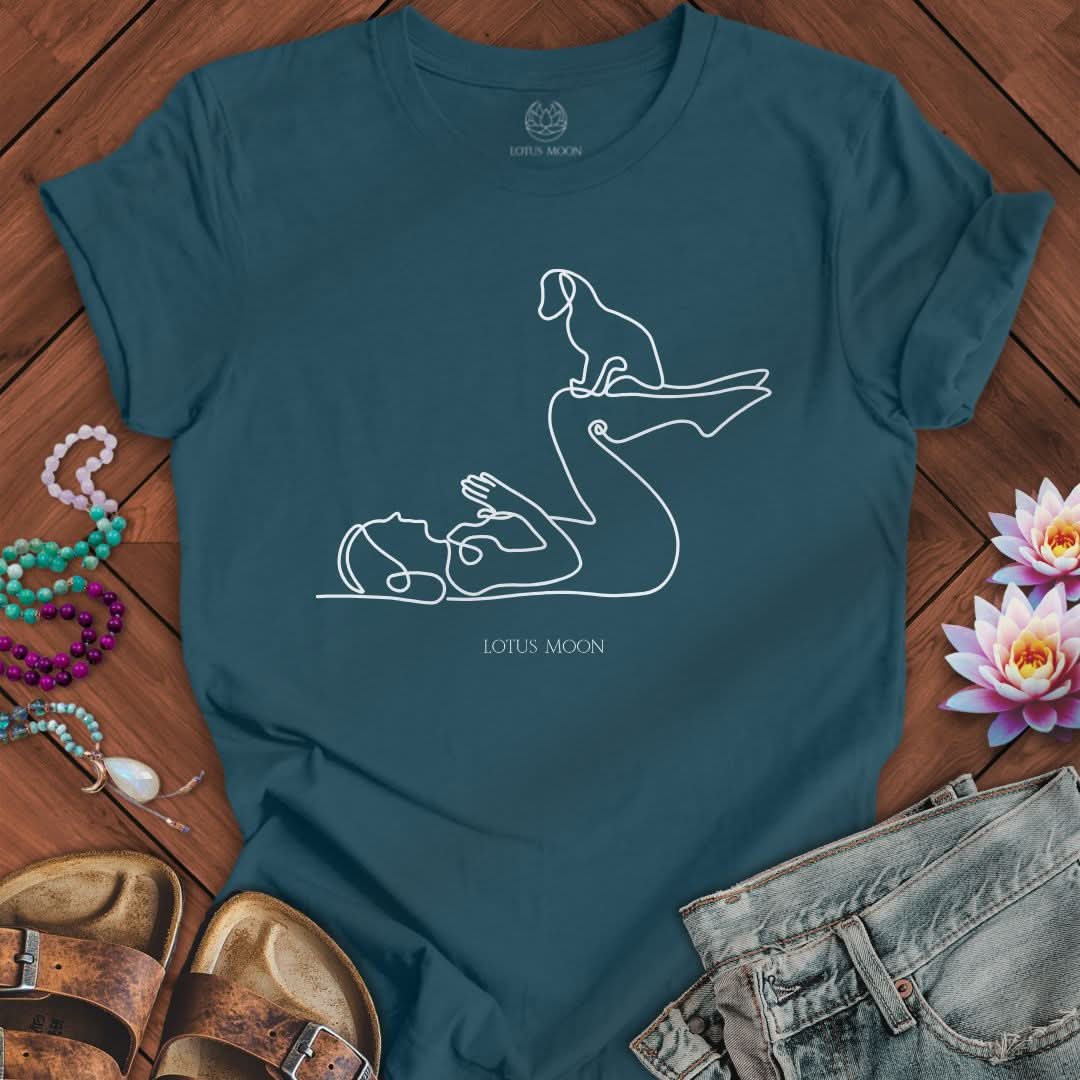 Yoga With Dog Tee Deep Teal