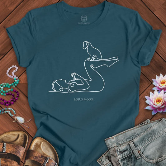 Yoga With Dog Tee Deep Teal