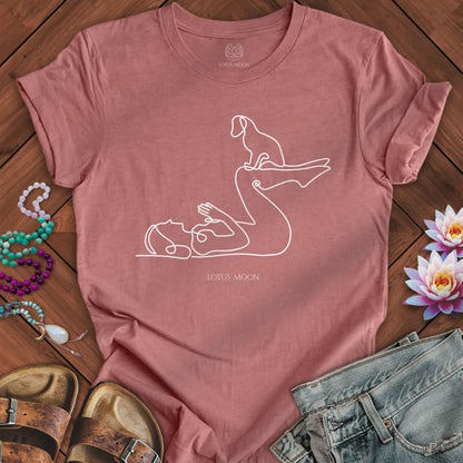 Yoga With Dog Tee Heather Mauve
