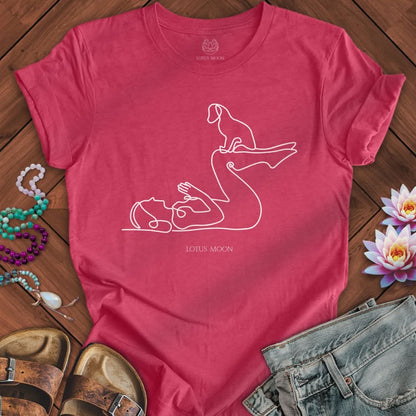 Yoga With Dog Tee Heather Raspberry