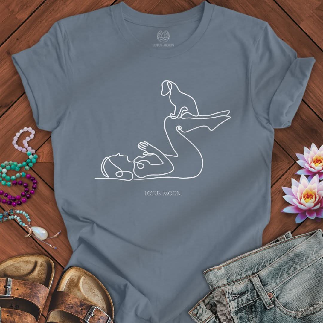 Yoga With Dog Tee Steel Blue