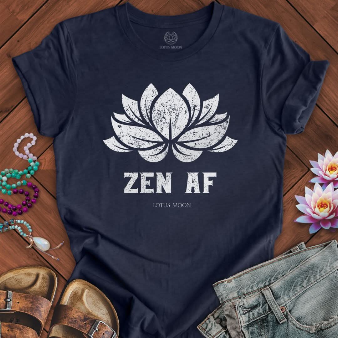 Zen AF Lotus Tee Heather Midnight Navy